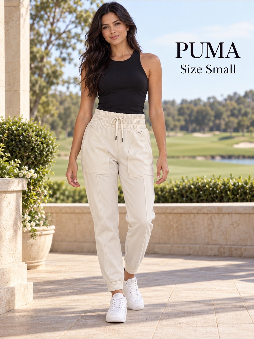 PUMA Ivory Structured Track Jogger Pants Size Small